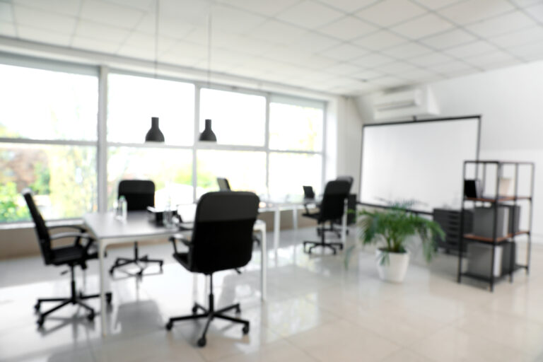 Interior of stylish modern office, blurred view
